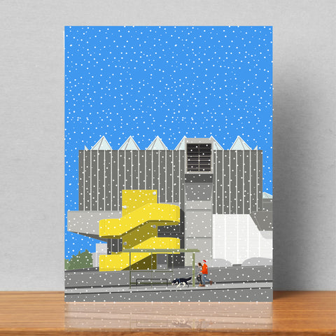 Hayward Gallery from Waterloo Bridge in the Snow - Christmas Card (4 cards)