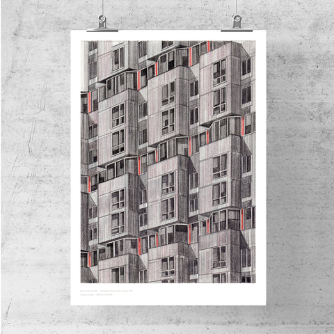A3 Limited Edition of Hand Drawing - Eastwood, Roosevelt Island, NYC (10 only - 4 remaining)