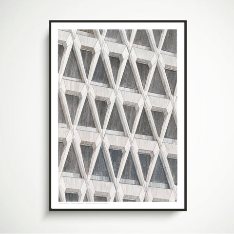 A2 Limited Edition Print of Hand Drawing - Welbeck Street Car Park, London - (30 only)