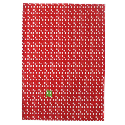 Red Paper House Print Tea Towel