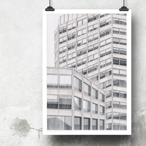 A2 Limited Edition of Hand Drawing - Economist Buildings, London - (30 only)