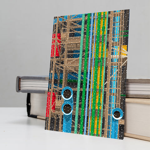 Pompidou Centre in the Snow - Christmas Card (Pack of 4)